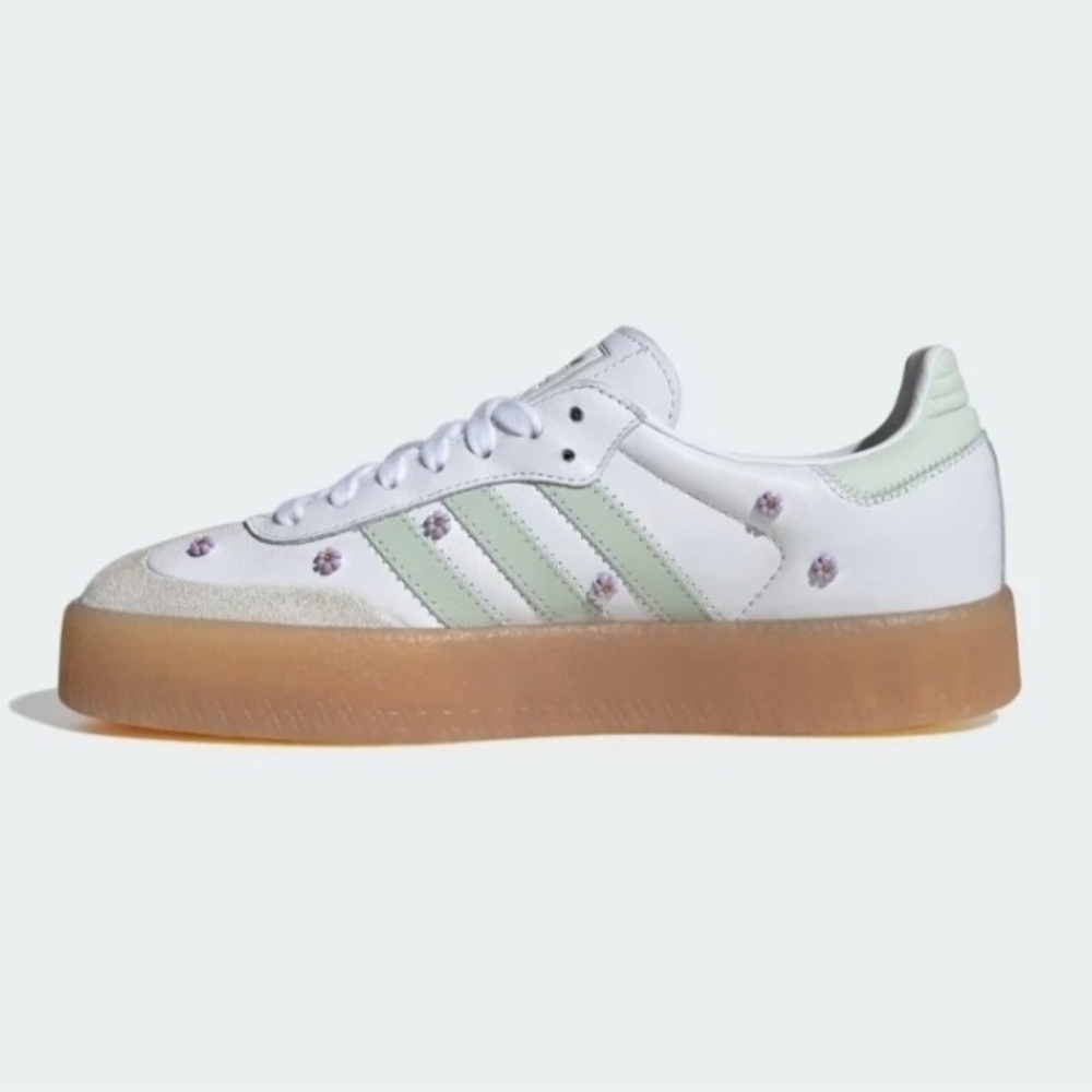 Adidas Women's White and Green Sneakers